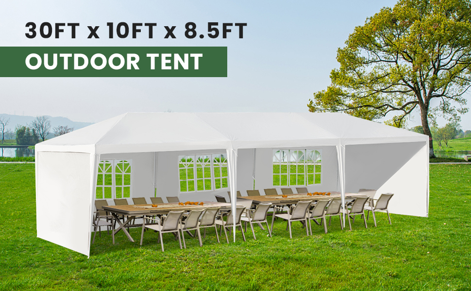 10 x 30 Feet Outdoor Canopy Tent with 6 Removable Sidewalls and 2 Doorways