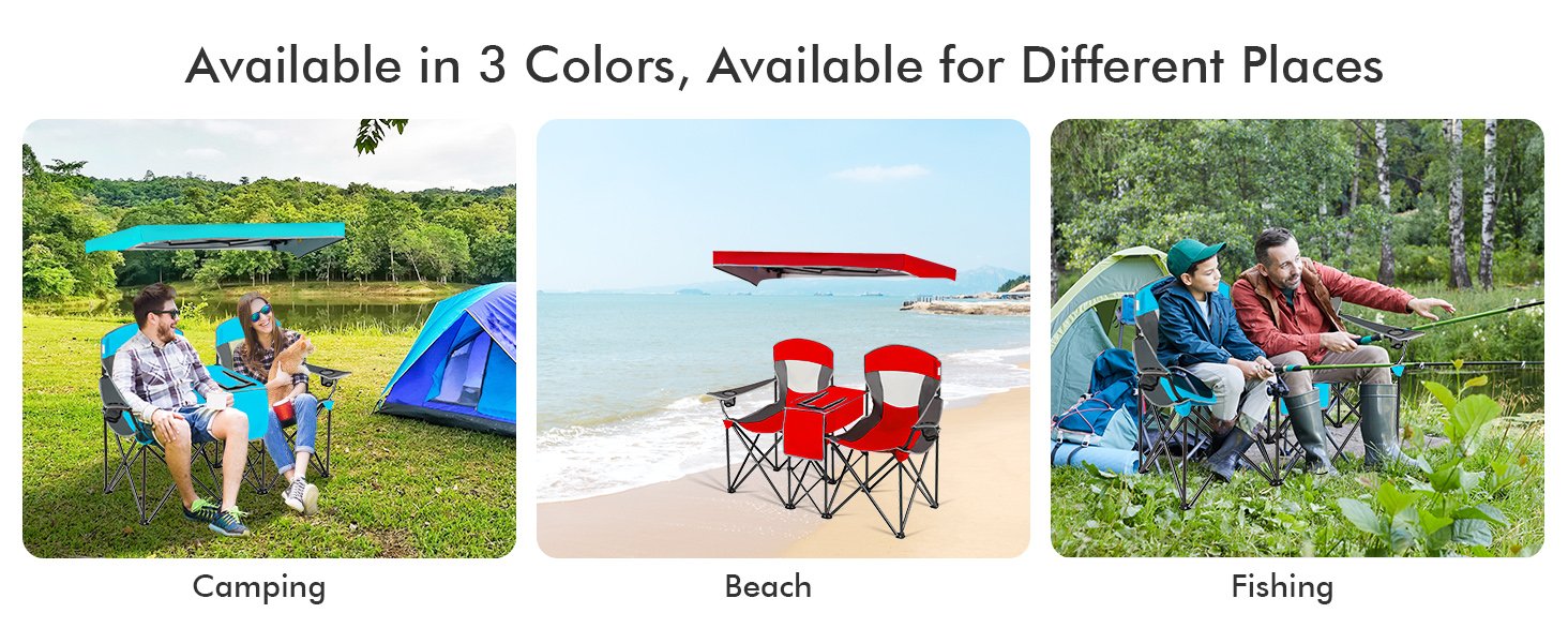 Portable Folding Camping Canopy Chairs with Cup Holder