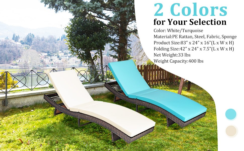 Patio Folding Chaise Lounge with 5 Adjustable Levels and Cushion