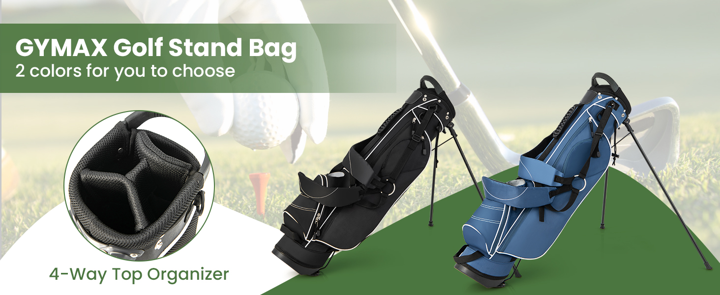 Golf Stand Cart Bag with 4 Way Divider Carry Organizer Pockets