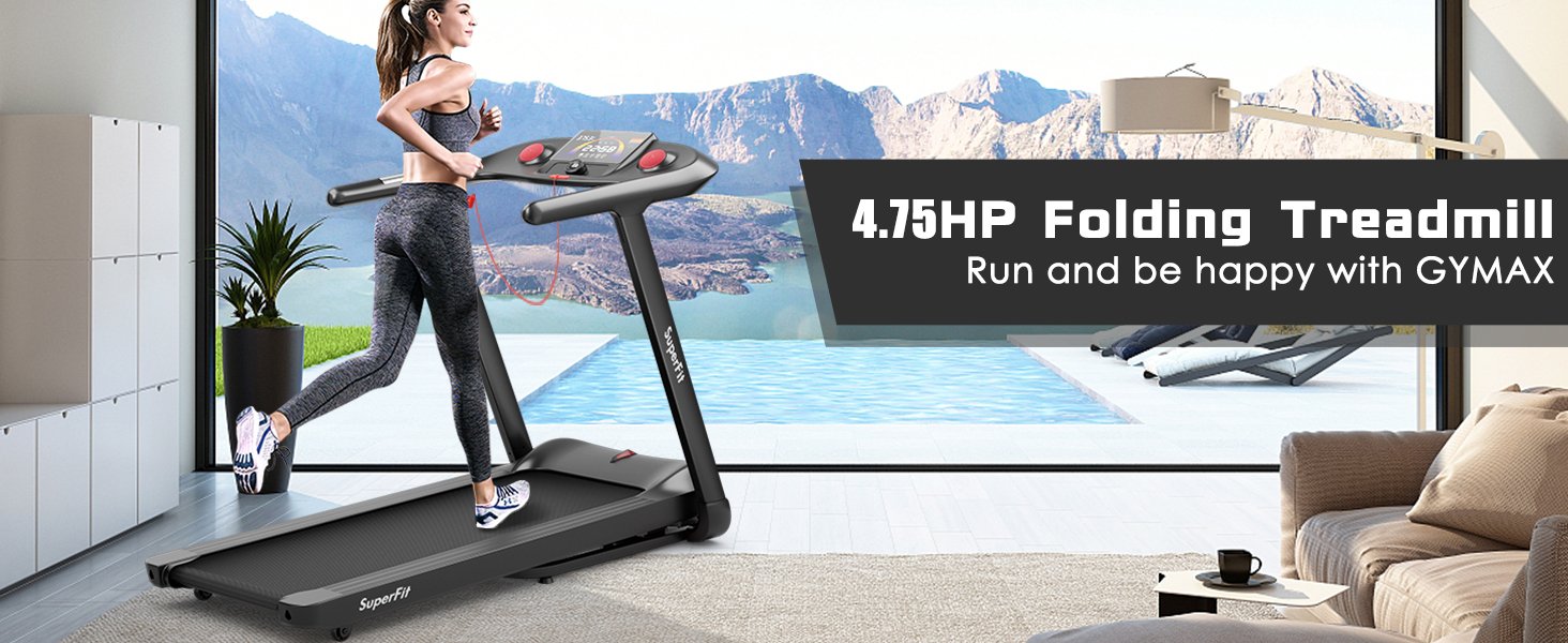 4.75HP Folding Treadmill with Preset Programs Touch Screen Control