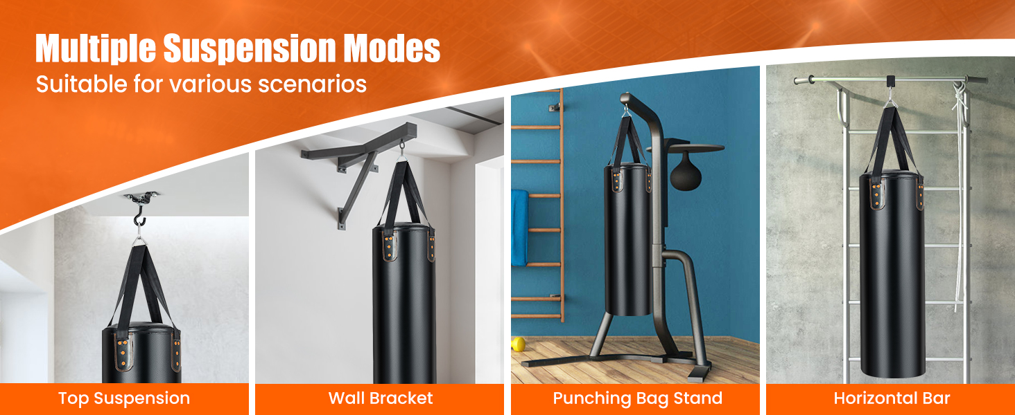 4-In-1 Hanging Punching Bag Set with Punching Gloves and Ceiling Hook