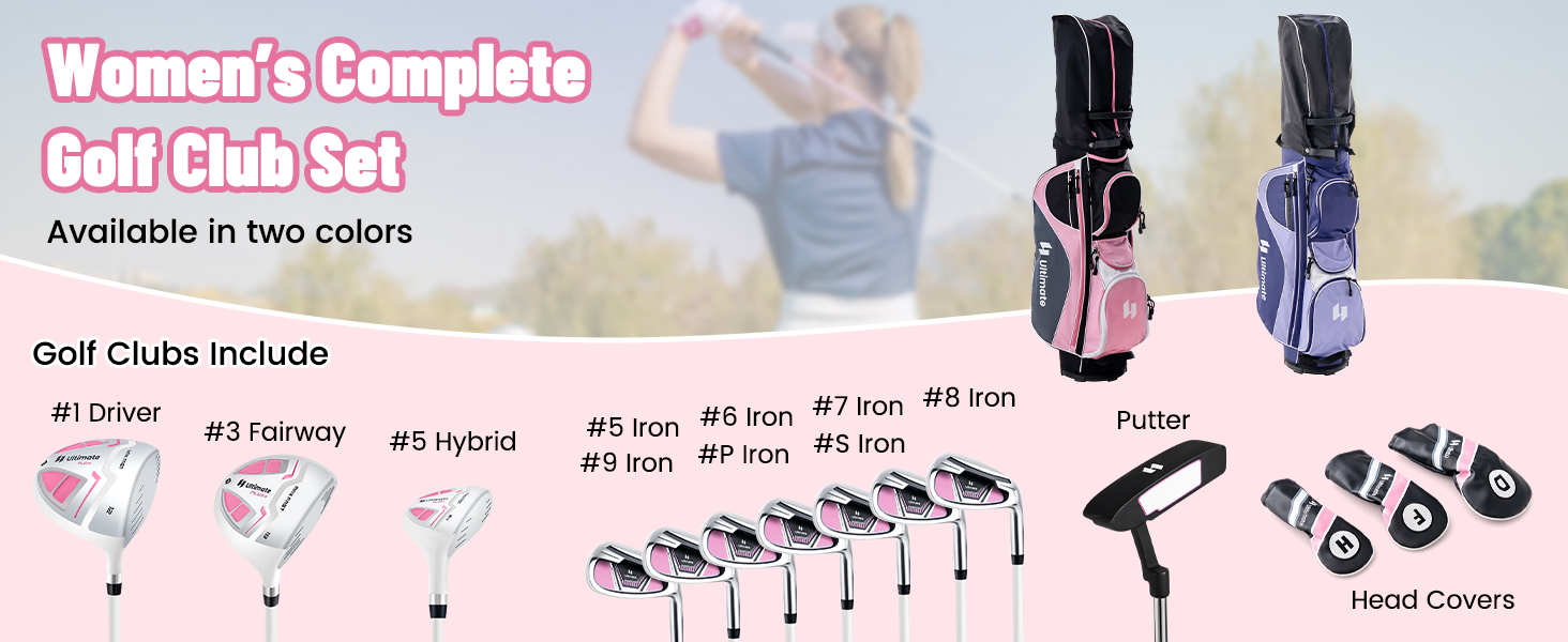 Women's Complete Golf Club Set Right Hand with Rain Hood