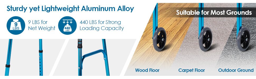 Foldable Lightweight Aluminum Alloy Rehabilitation Walker