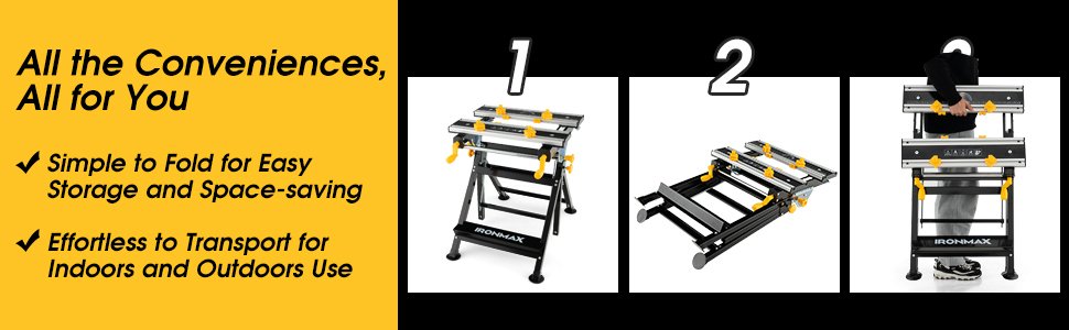 Folding Work Table with Tiltable Platform and 7-level Adjustable Height