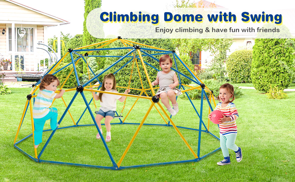 10 Feet Dome Climber with Swing and 800 Lbs Load Capacity