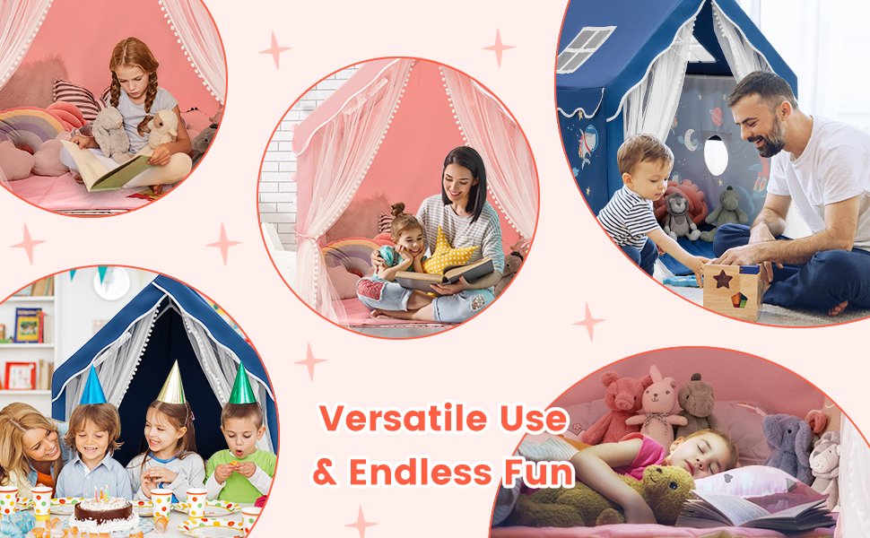 Large Kids Play Tent with Removable Cotton Mat