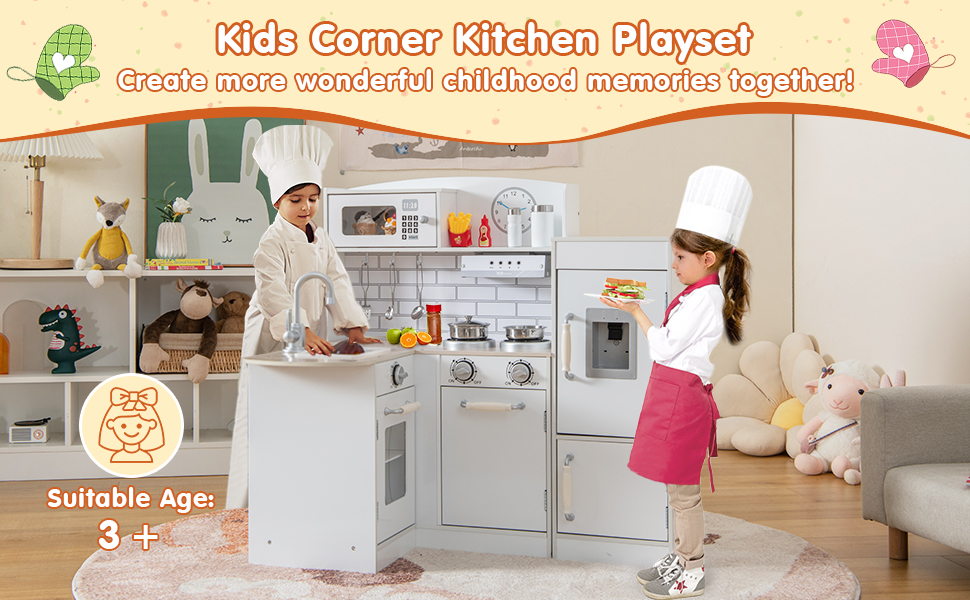 Kids Kitchen Playset Conor Kitchen Toy with Realistic Microwave and Oven Stove
