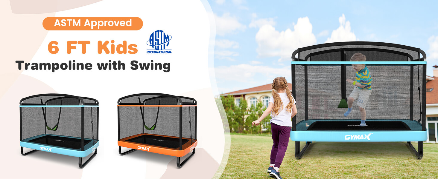 6 Feet Kids Entertaining Trampoline with Swing Safety Fence