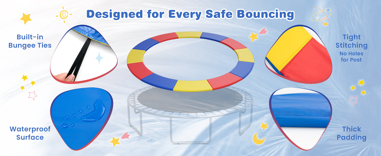 16 Feet Waterproof and Tear-Resistant Universal Trampoline Safety Pad Spring Cover