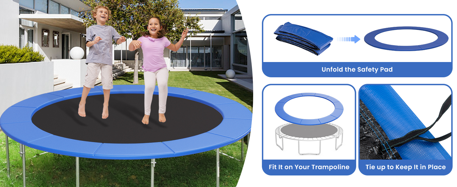 16 Feet Waterproof and Tear-Resistant Universal Trampoline Safety Pad Spring Cover