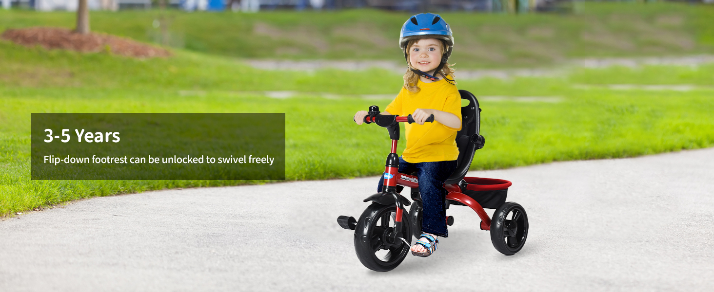 4-in-1 Kids Tricycle with Adjustable Push Handle