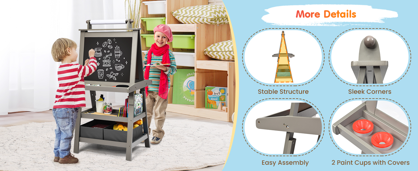 3-in-1 Double-Sided Storage Art Easel
