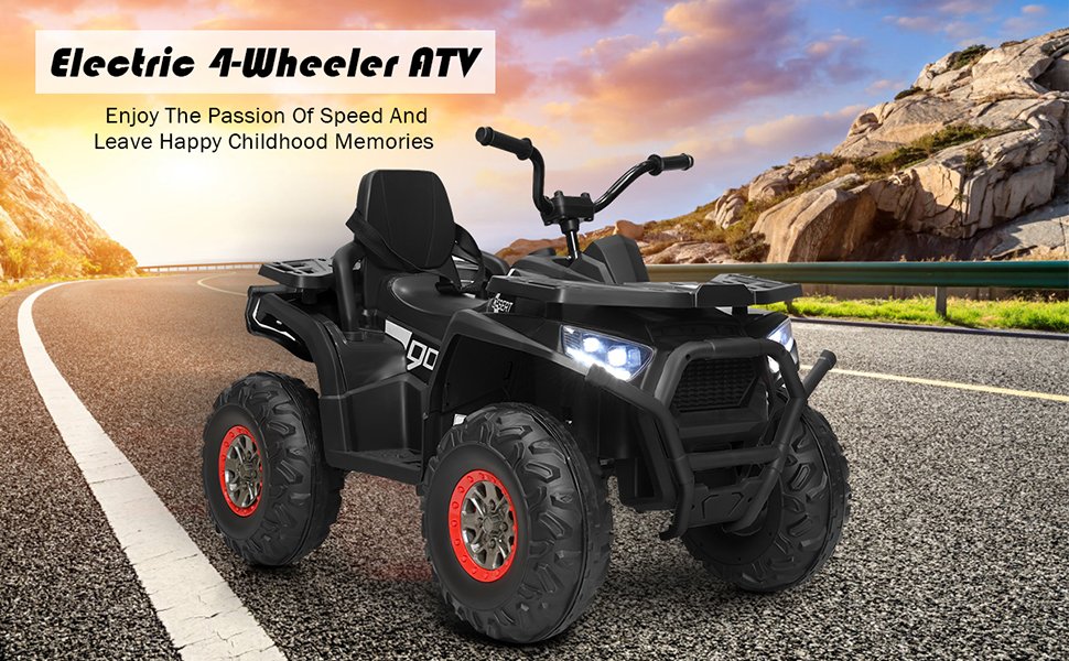 12V Kids Electric 4-Wheeler ATV with 2 Speeds and LED Lights